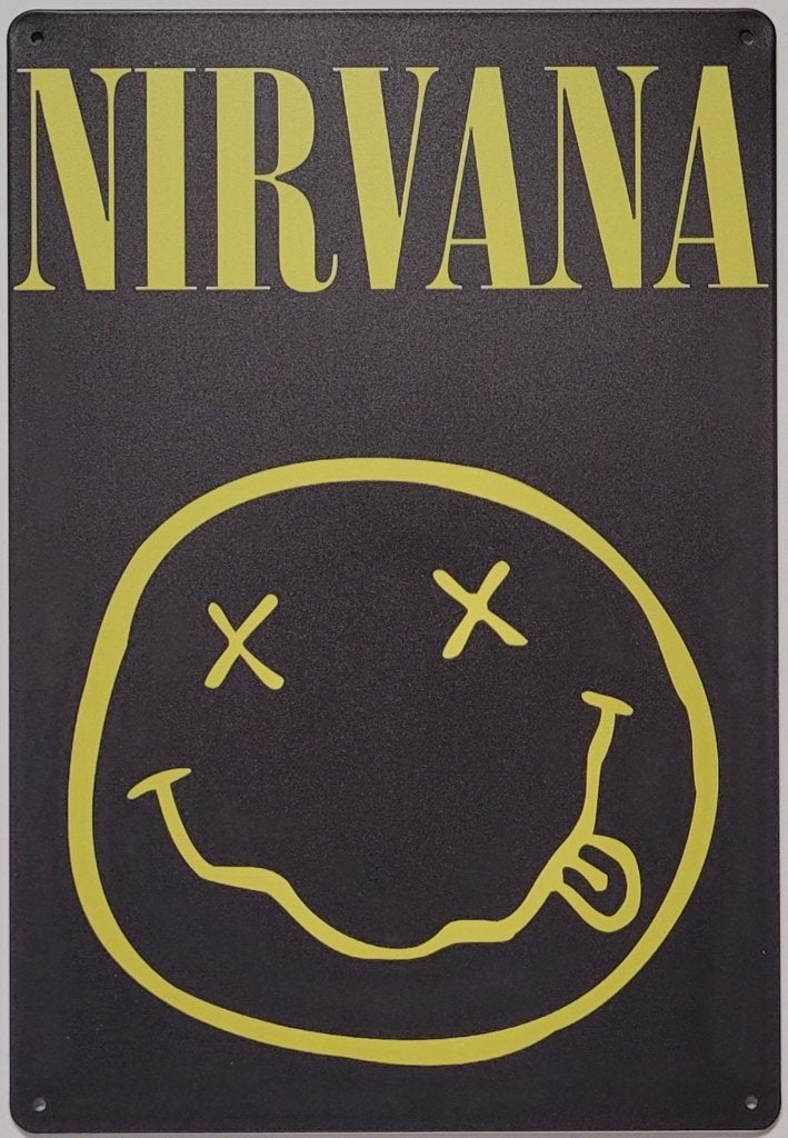 Nirvana logo smiley reclamebord van metaal wandbord deco, Verzamelen, Info@deconoord.nl, Deco Noord, Nieuw, Ophalen of Verzenden