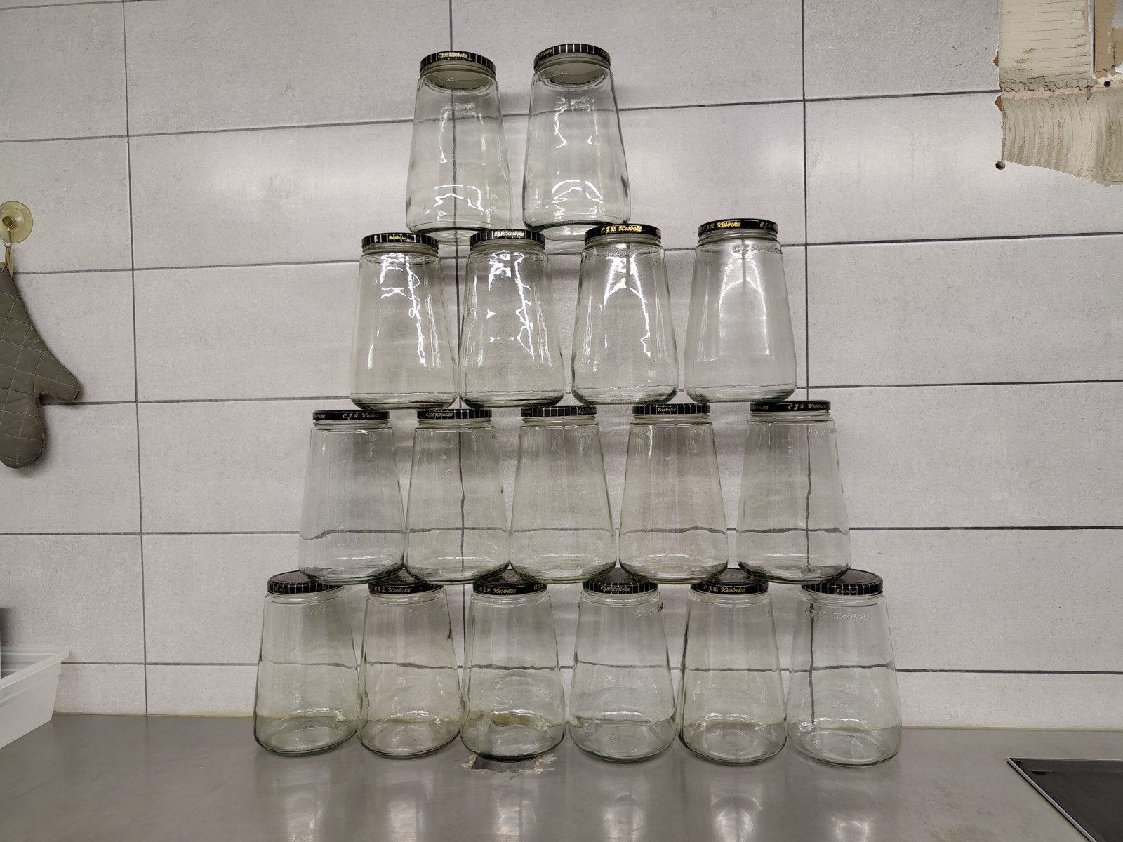 Grote glazen potten van Kesbeke, 17 stuks, Ophalen, Gebruikt, Glas