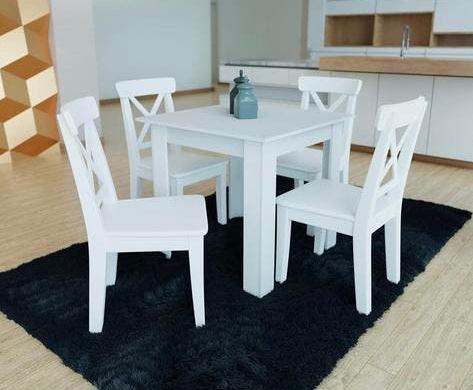 Witte Eettafel - nieuw, 50 tot 100 cm, Vierkant, Zo goed als nieuw, Vier personen