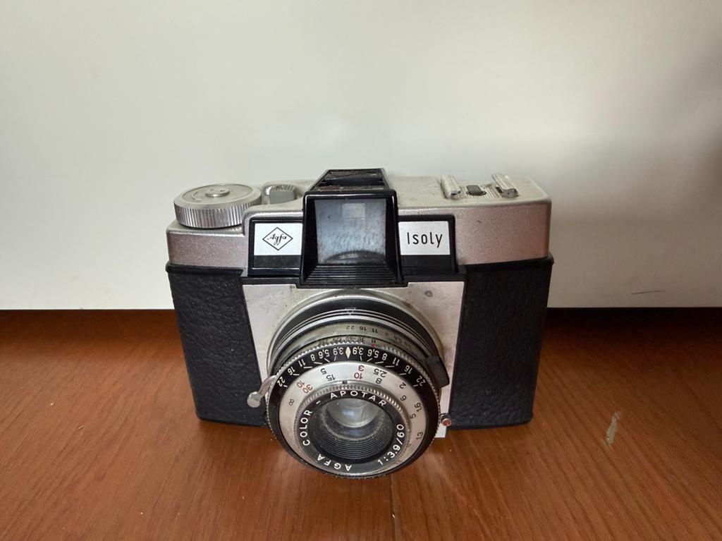 Antieke Agfa Isoly camera met leren tasje, Audio, Tv en Foto, Fotografie | Flitsers, Ophalen, Gebruikt, Overige merken