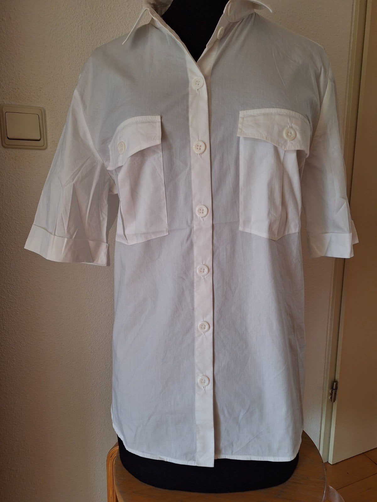 Witte Erfo Blouse Maat 42 - Katoenmix, Wit, Erfo, Maat 42/44 (L), Ophalen of Verzenden