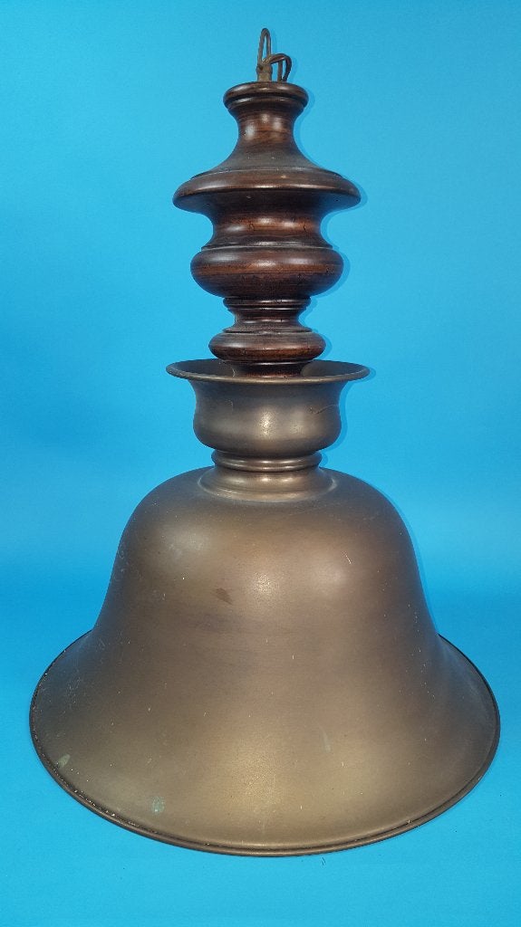 Grote antieke industriële koperen hanglamp, grote kap. S4, Huis en Inrichting, Lampen | Hanglampen, Tweedehands verkoop, Tweedehands verkoop