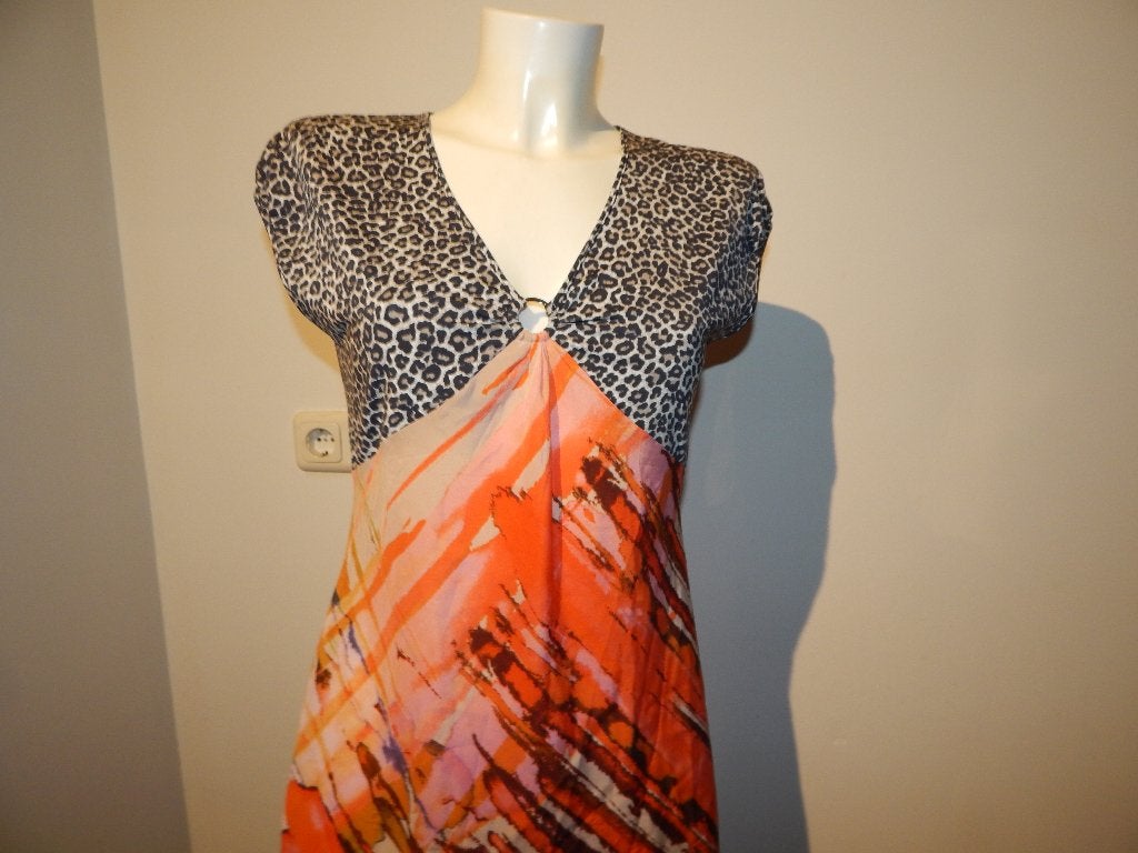 Marccain deels zijde tuniek leopard en kleuren print N5, Kleding | Dames, Overige kleuren, Verzenden, Maat 42/44 (L), Zo goed als nieuw