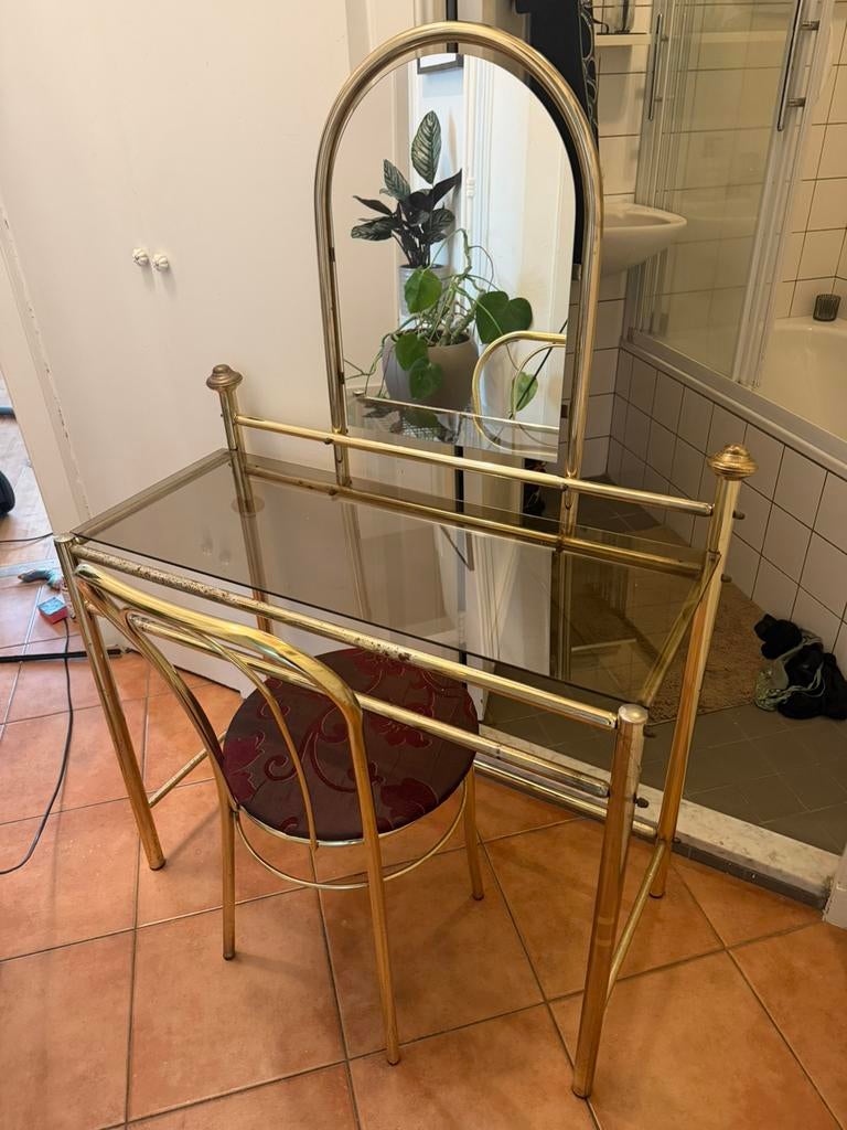 Hollywood regency kaptafel met stoel, Huis en Inrichting, Tafels | Kaptafels, Ophalen of Verzenden, Gebruikt, 50 tot 100 cm