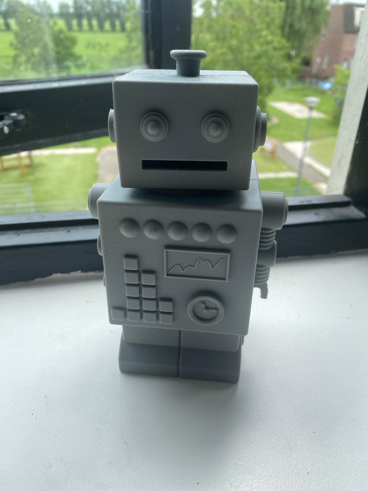 Grijze Robot Spaarpot - Uniek Design, Ophalen, Gebruikt
