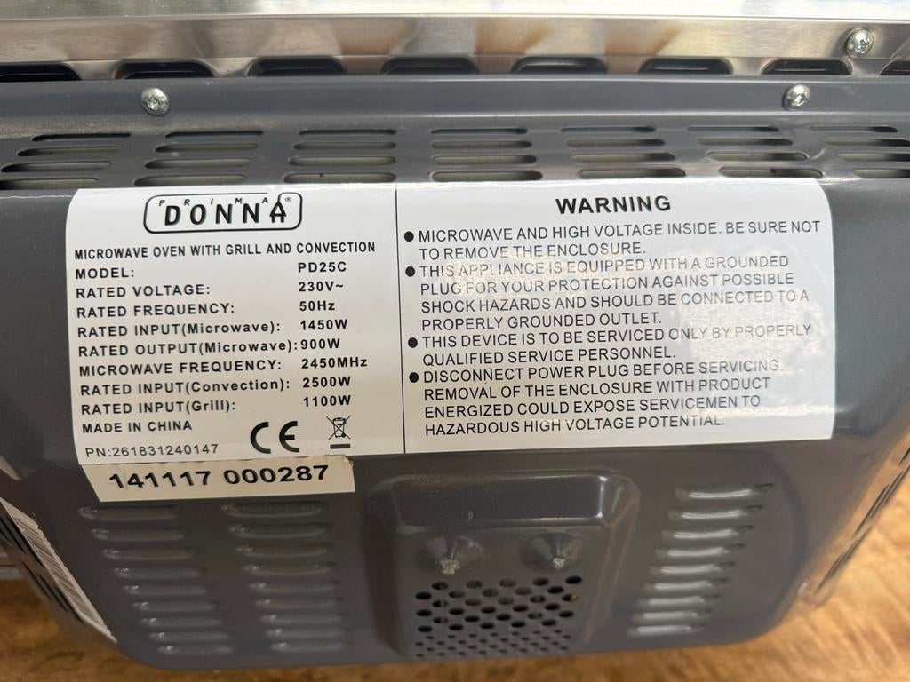 Donna Combimagnetron met Grill en Hete Lucht PD25C, Ophalen, Gebruikt