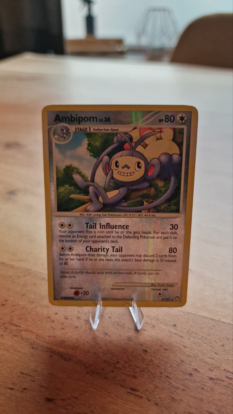 Amphipom 3/123 Pokémon kaart - Nette staat, Ophalen of Verzenden, Zo goed als nieuw, Losse kaart, Foil