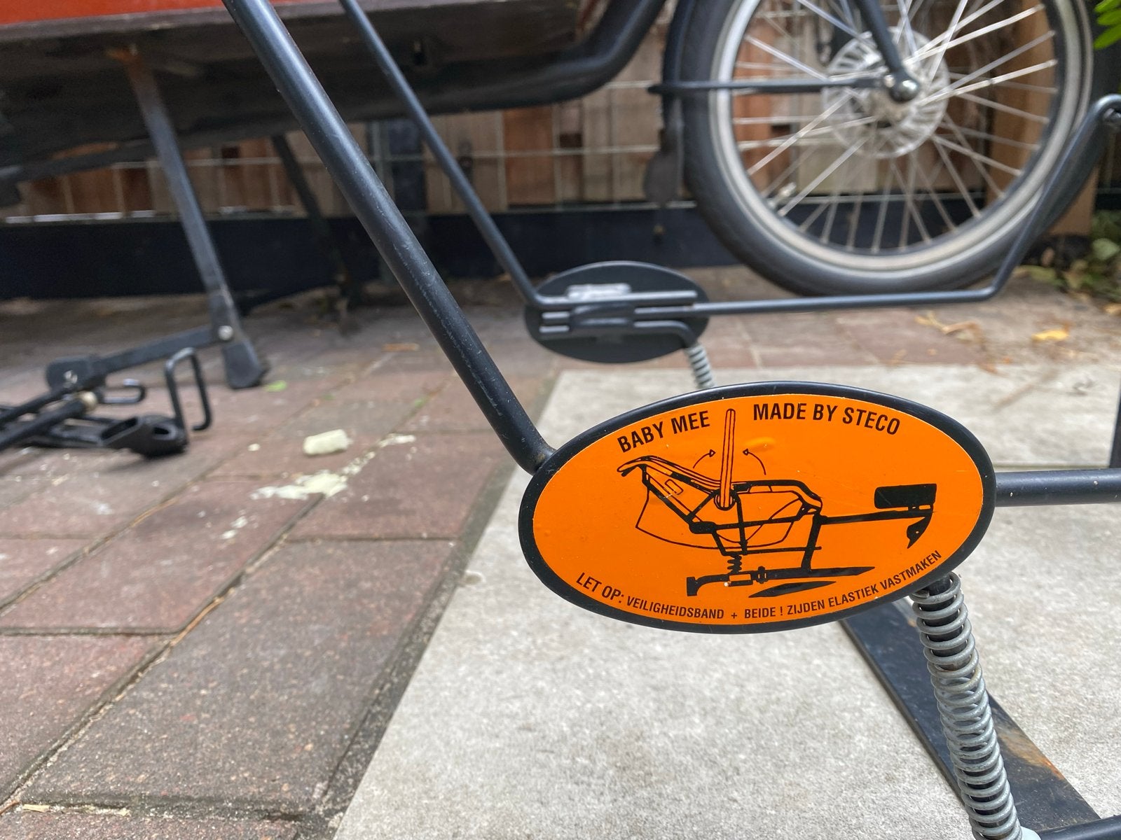 Steco Baby Mee fietsstoeltje drager voor bakfiets, Fietsen en Brommers, Ophalen of Verzenden, Gebruikt, 0 t/m 10 kg, Achterzitje
