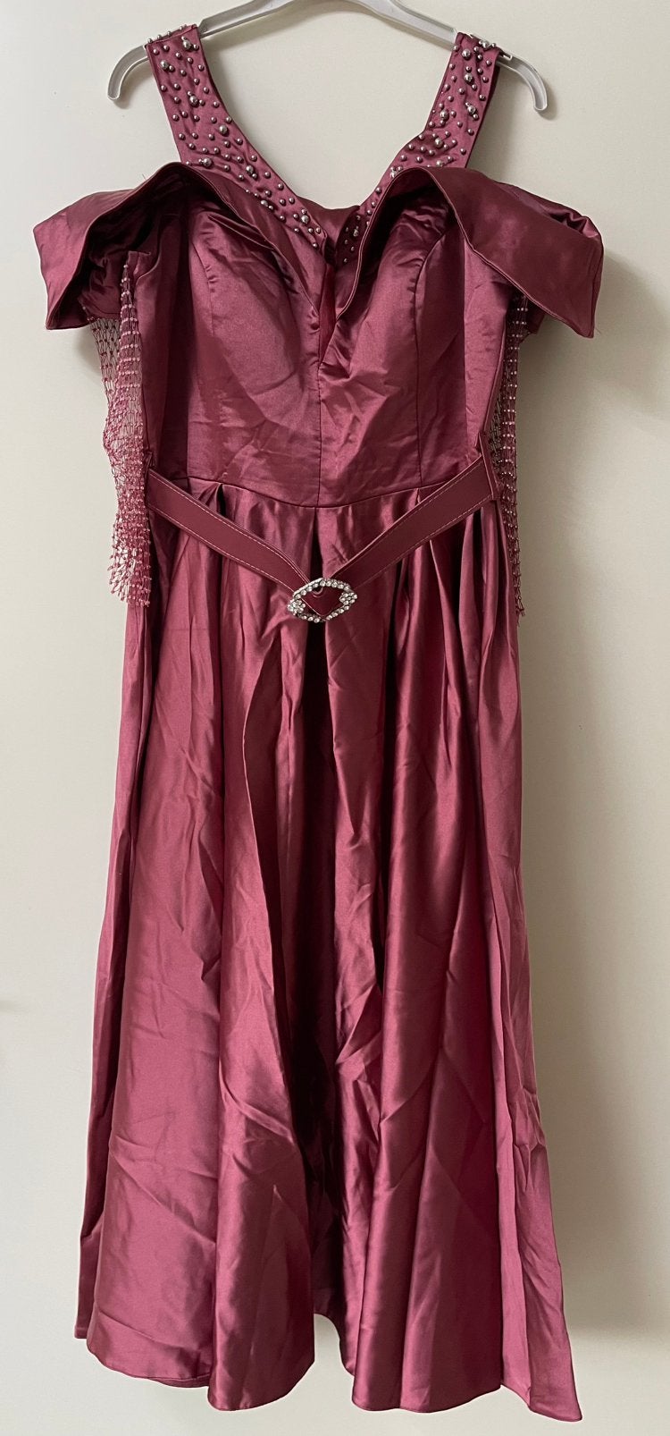 Satijn avondjurk, Kleding | Dames, Gelegenheidskleding, Galajurk, Blauw, Maat 46/48 (XL) of groter, Ophalen of Verzenden