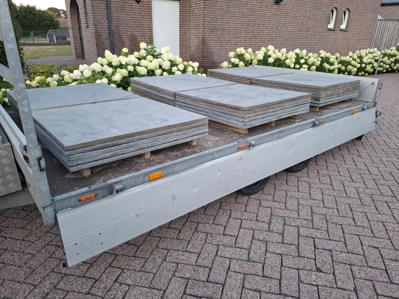 33m² Hardsteen terrastegels 100x100, Ophalen, Gebruikt, Terrastegels, Natuursteen