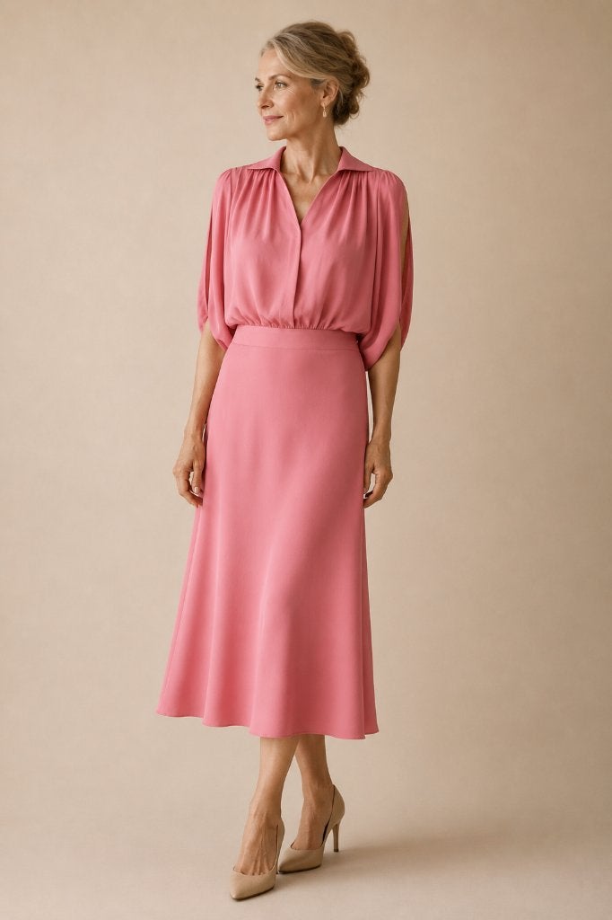 Natan Couture Zijden Maxijurk Roze Luxury Designer EU 38, Maat 38/40 (M), Verzenden, Zo goed als nieuw, Roze