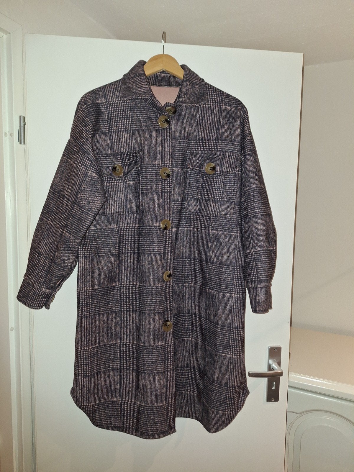 Blauw roze geruite jas maat 40, Ophalen of Verzenden, Zo goed als nieuw, Maat 38/40 (M), Overige kleuren