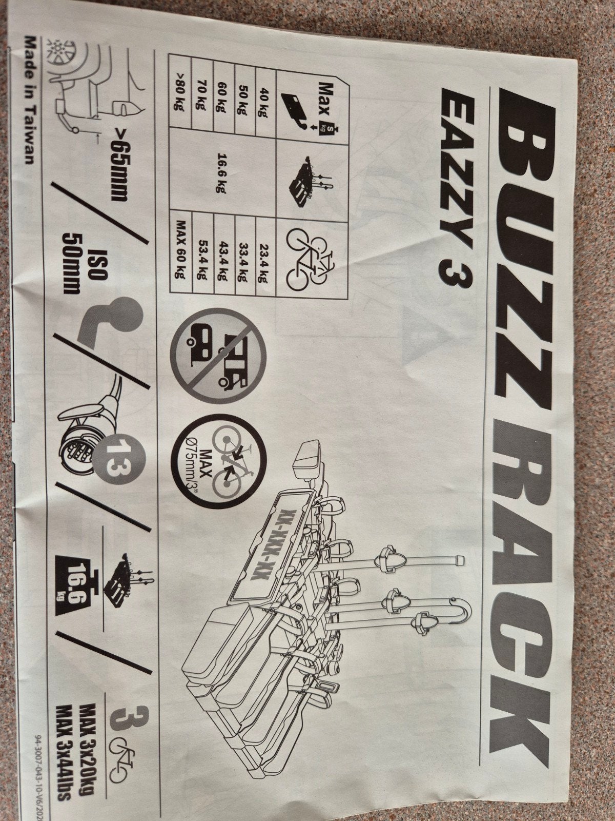 Buzz Rack Eazzy 3 fietsendrager voor 3 fietsen, Ophalen, Nieuw