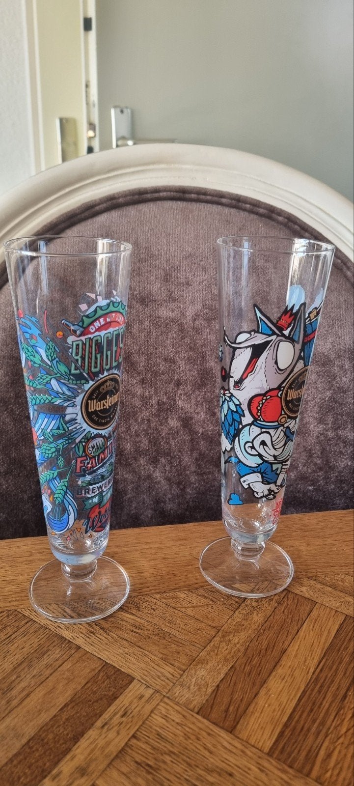 Warsteiner Bierglazen - Set van 2 uniek, Verzamelen, Ophalen of Verzenden, Nieuw, Bierglas