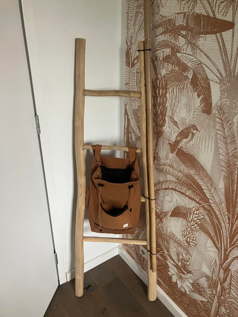 Decoratieve houten ladder, Ophalen, Hout, Bruin, Landelijk