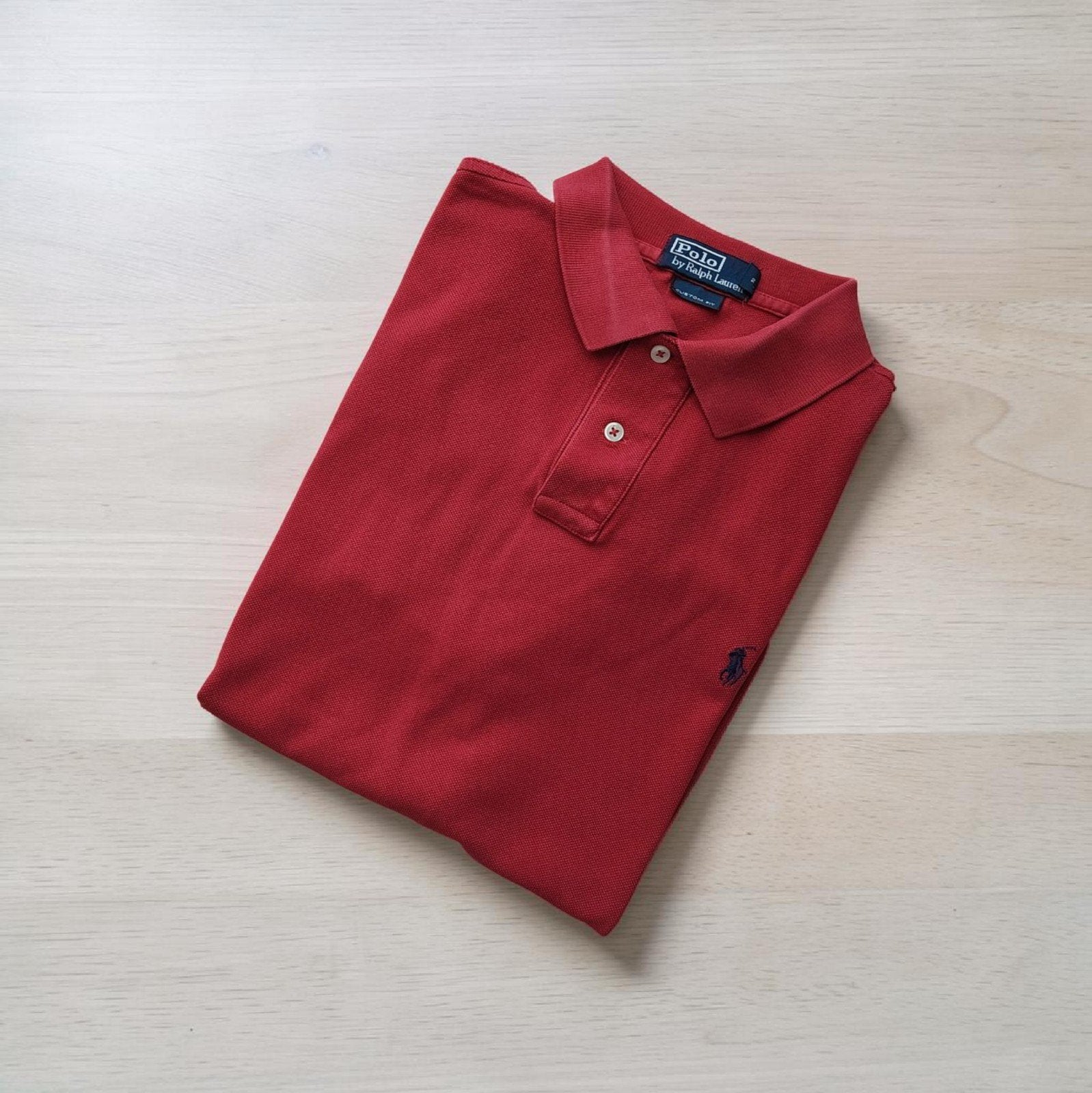 Polo Ralph Lauren Custom Fit Polo Shirt Rood Maat L, Maat 52/54 (L), Ophalen of Verzenden, Rood, Polo Ralph Lauren