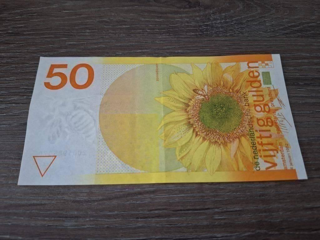 Heel mooi biljet 50 gulden Zonnebloem, 1982, Ophalen of Verzenden, 50 gulden