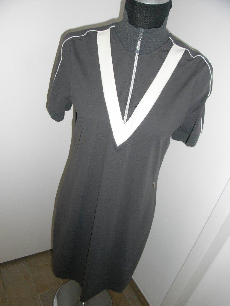 jurk+vestje ANNA VAN TOOR mt 36/38 travelstof, grijs /creme, Anna van Toor, Ophalen of Verzenden, Zo goed als nieuw, Maat 36 (S)