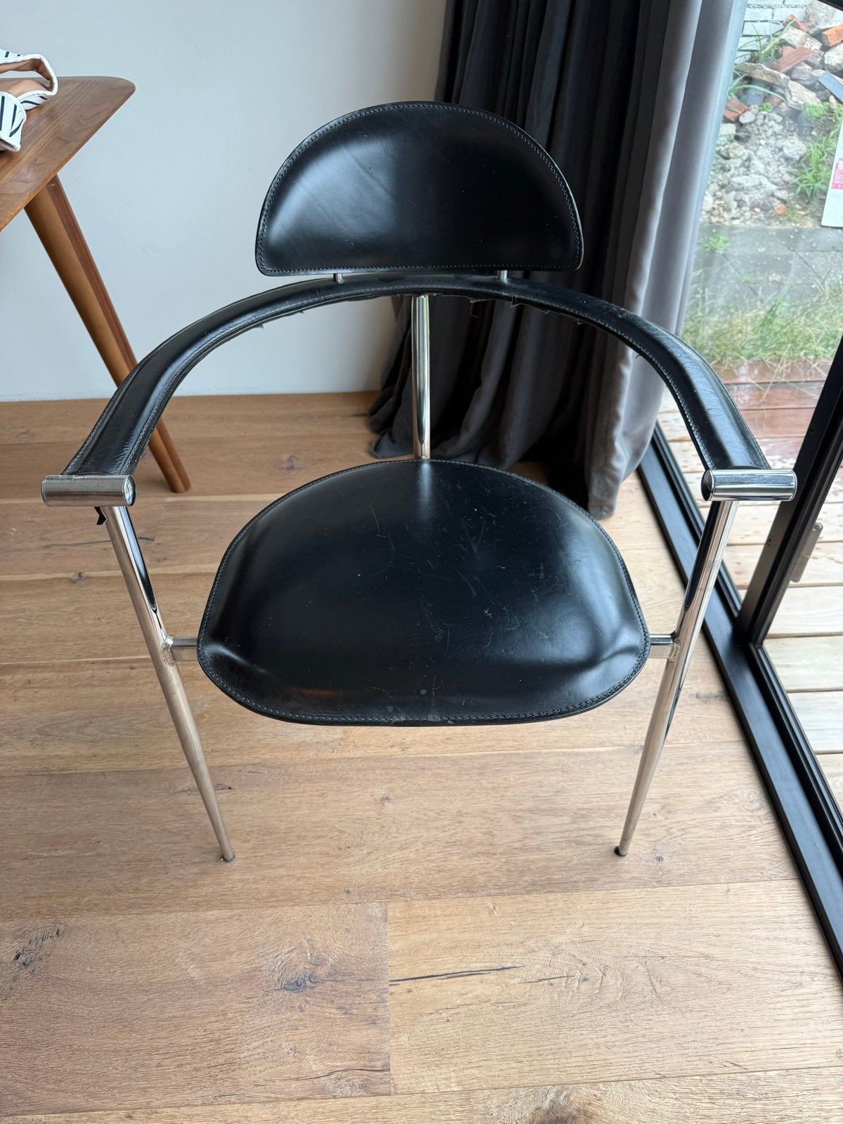 2x arrben italy stoel zwart leer en chromen frame, Huis en Inrichting, Ophalen, Gebruikt, Zwart, Leer