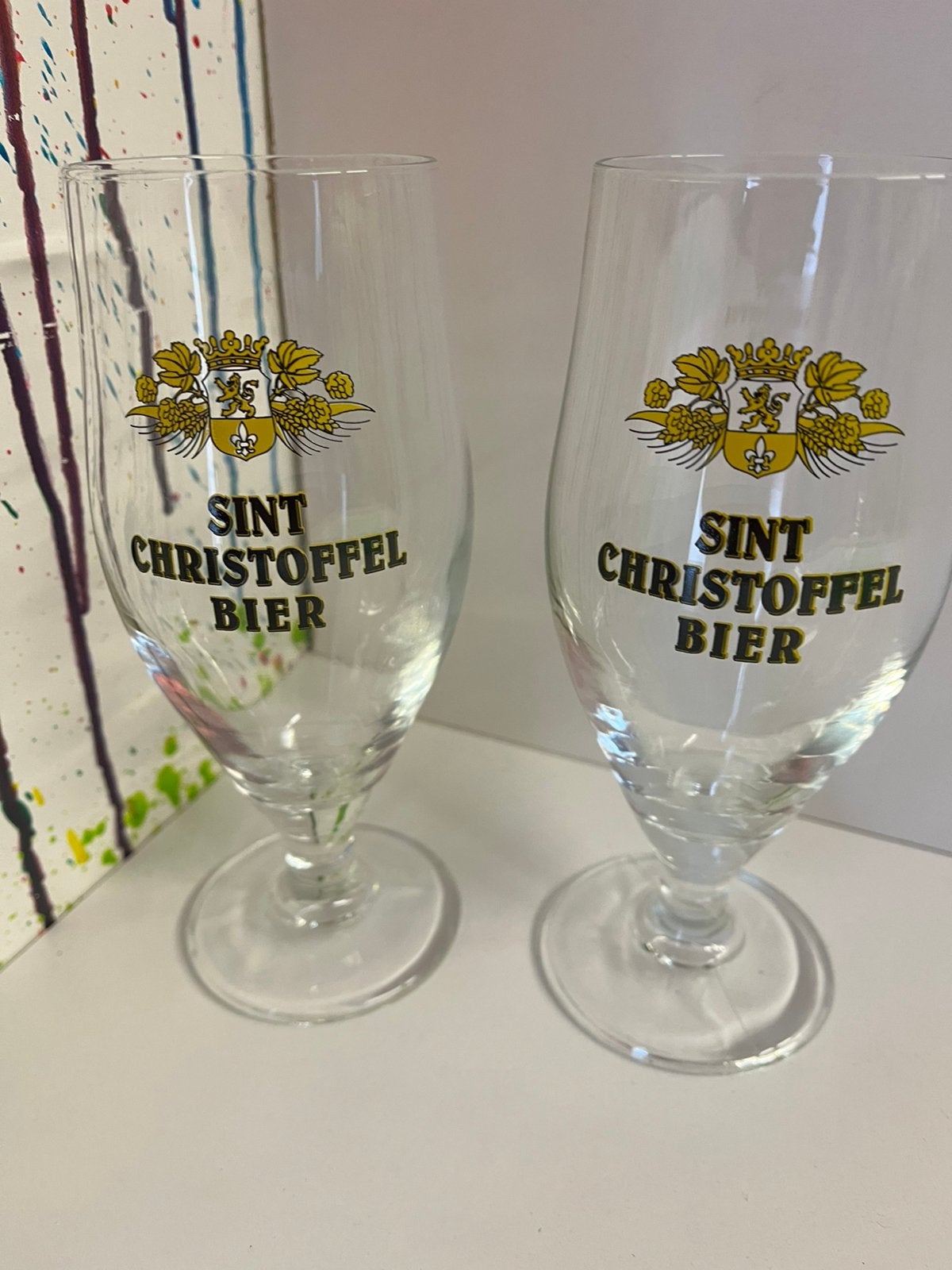Sint Christoffel bierglazen set van 6 glazen, Ophalen of Verzenden, Nieuw, Glas of Glazen, Overige merken