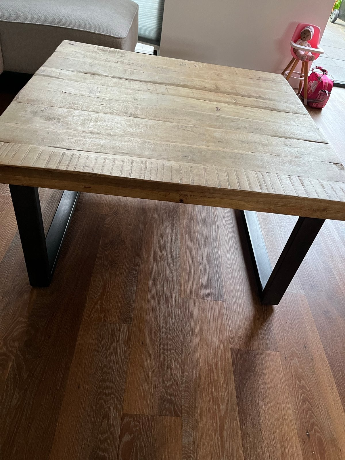 Stoere robuuste vierkante salontafel 100x100 cm, Ophalen, Gebruikt, 100 tot 150 cm, Vierkant