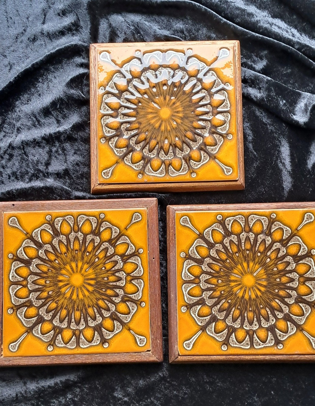 Vintage onderzetters., Steen/keramiek, Ophalen of Verzenden, Overige typen, Oranje