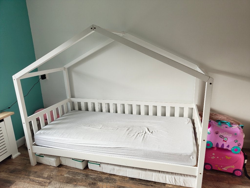 Kinderbed, Kinderen en Baby's, Ophalen, Gebruikt, 70 tot 85 cm, Lattenbodem