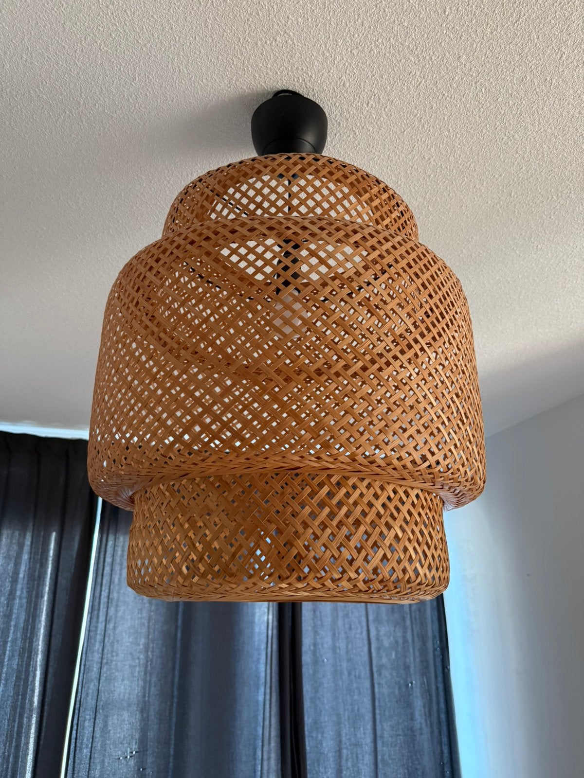 IKEA SINNERLIG bamboe hanglampen 50cm, Huis en Inrichting, Lampen | Lampenkappen, Ophalen, Zo goed als nieuw, Rond
