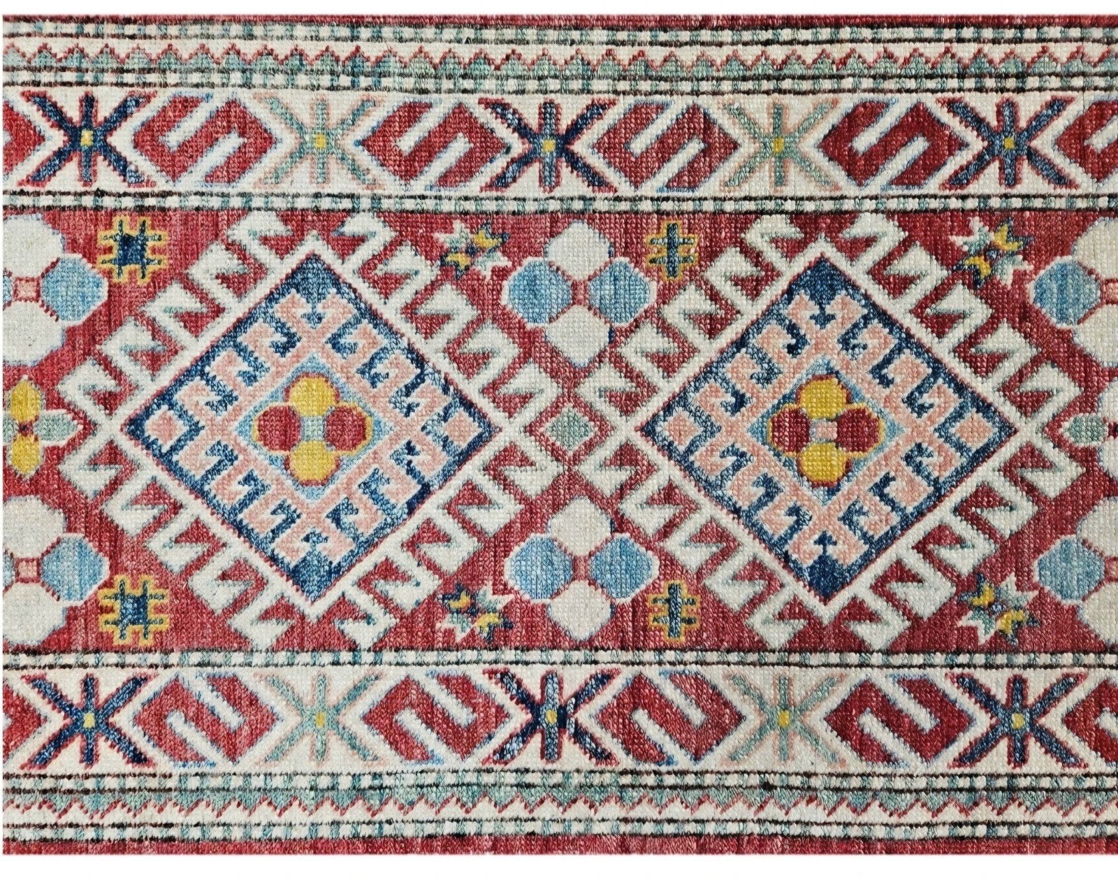 Handgeknoopt oosters wol Kazak tapijt loper koraal 64x205cm, Oosters, Vintage, Traditioneel, 200 cm of meer, Www.hypepopup.nl