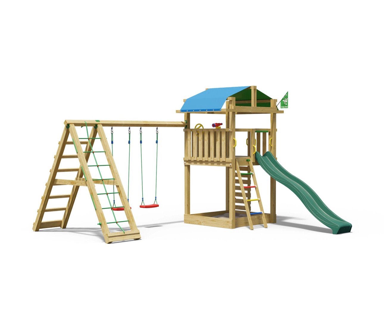 Houten speeltoestel Fort - Inclusief schommel en glijbaan!, Kinderen en Baby's, Speelgoed | Buiten | Speeltoestellen, Ophalen of Verzenden