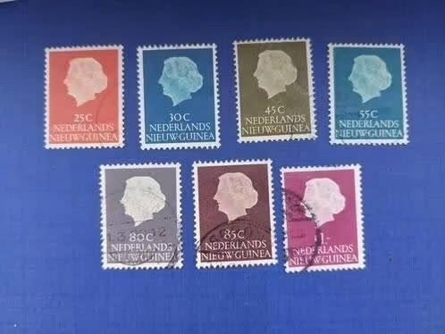 Postzegel Nieuw Guinea 1954 7 zegels Kon Juliana 23-07, Ophalen of Verzenden, Gestempeld, Nieuw-Guinea