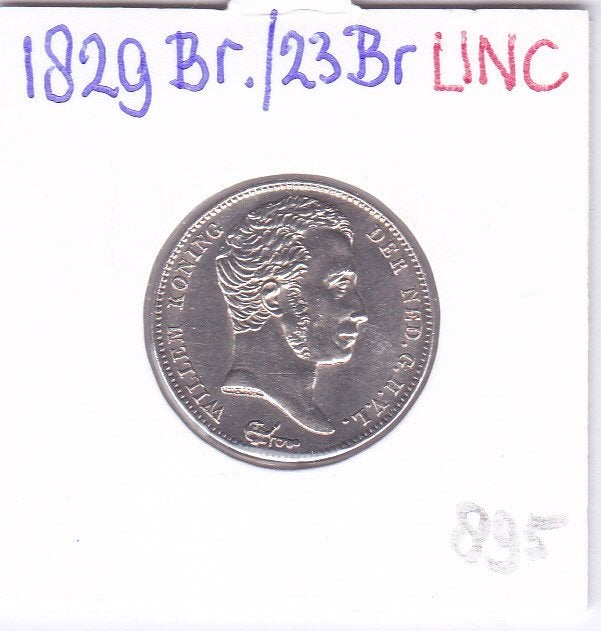 Schitterende 1/2 gulden 1829Br/23Br UNC Wiilem 1 voor 895 eu, Postzegels en Munten, ½ gulden, Zilver, Ophalen of Verzenden, Koning Willem I