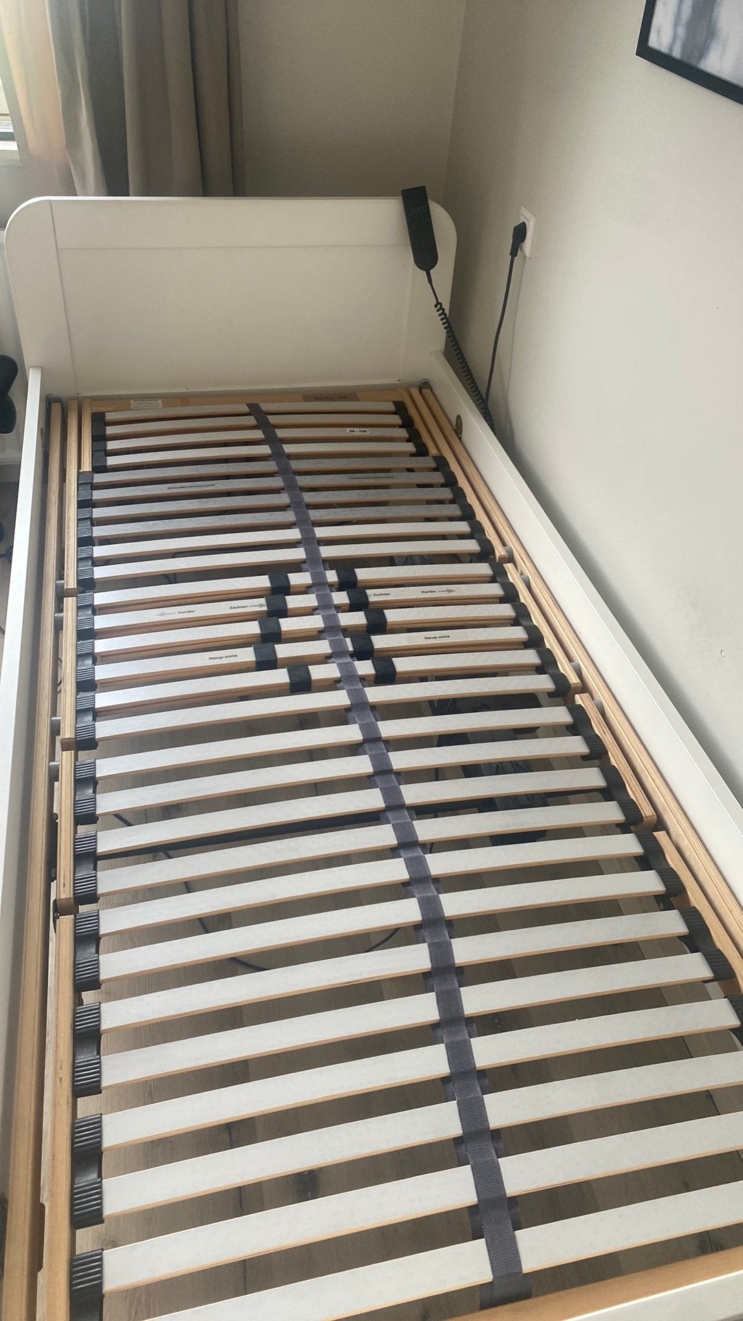 Verstelbaar eenpersoonsbed, Ophalen, 90 cm, Eenpersoons, Wit