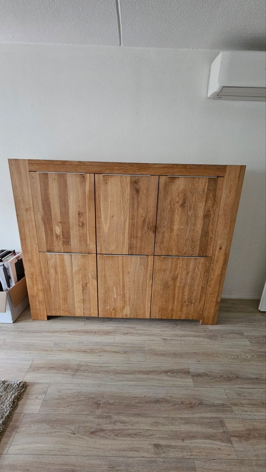 Massief eiken dressoir met 6 deuren, Met deur(en), 150 tot 200 cm, Eikenhout, Ophalen of Verzenden