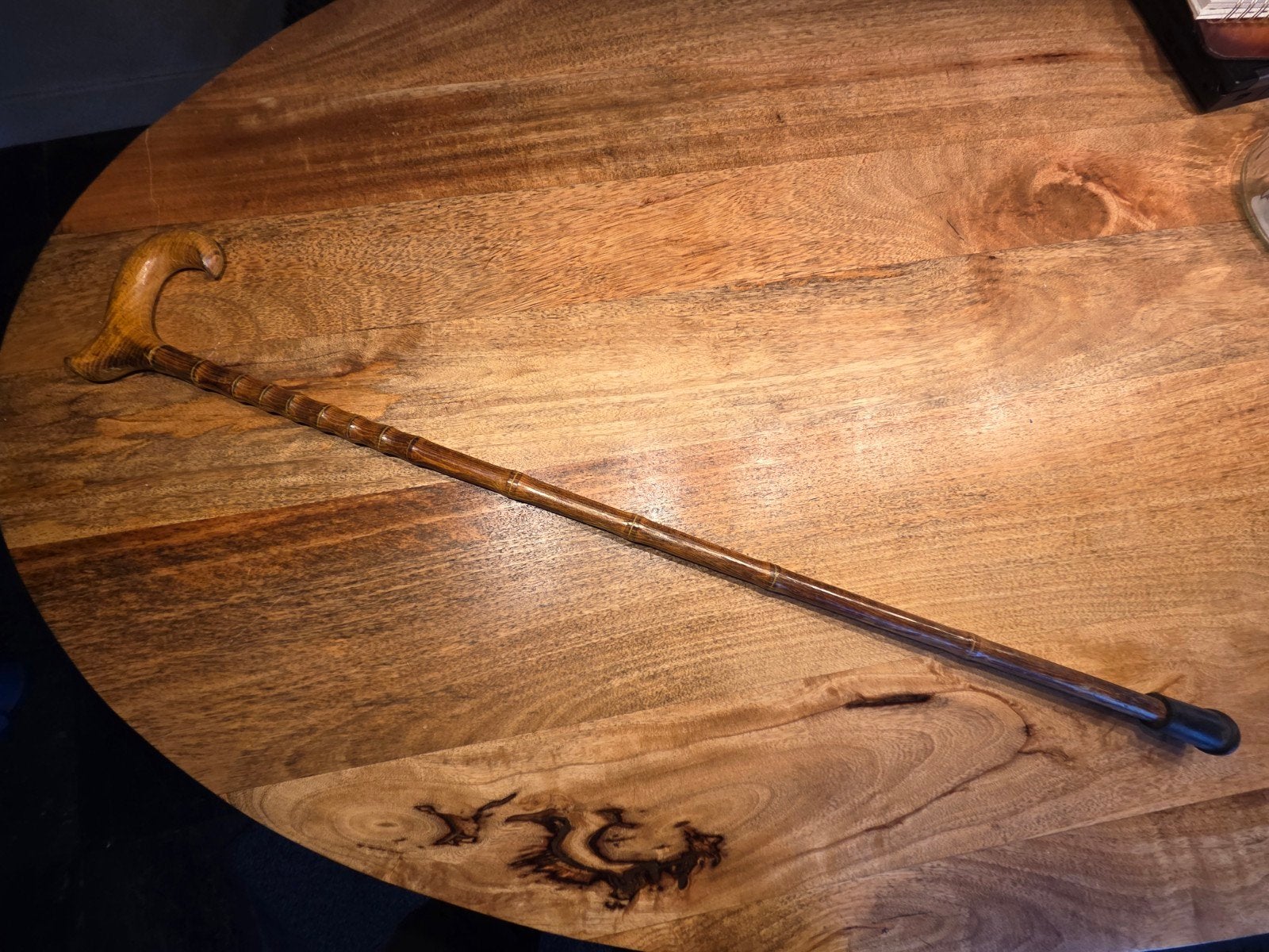 Klassieke Houten Wandelstok met Derby-greep en echte Bamboe, Ophalen of Verzenden, Gebruikt