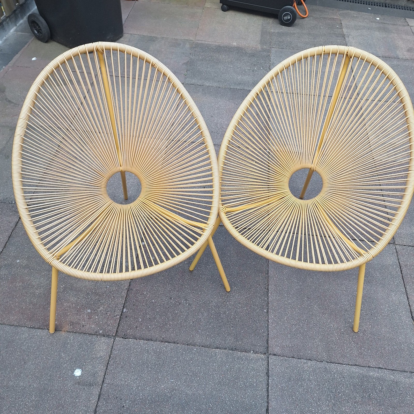 2x Gele Acapulco stoelen - Tuinstoelen, Ophalen, Gebruikt, Kunststof