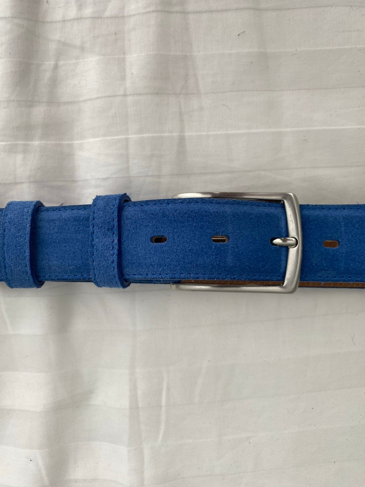 Michaelis suède riem - Blauw - 95 cm, Ophalen of Verzenden, Zo goed als nieuw, Overige kleuren, 95 tot 105 cm