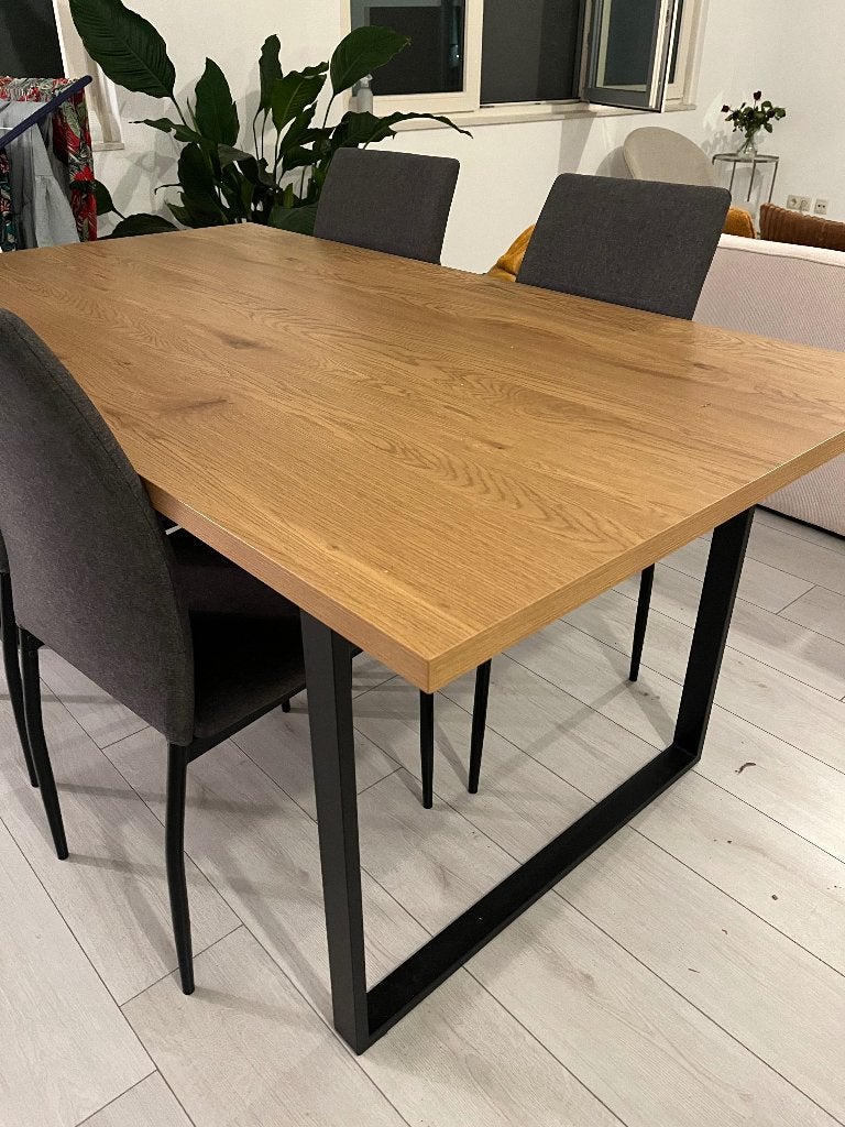 Eettafel met 4 stoelen, Ophalen, 50 tot 100 cm, Zo goed als nieuw, 150 tot 200 cm