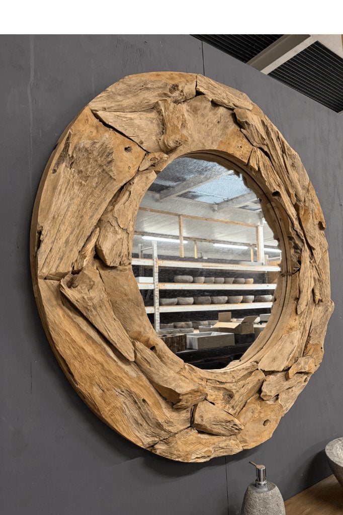mooie grote spiegel wortelteak/driftwood, Huis en Inrichting, Woonaccessoires | Spiegels, Nieuw, Ophalen of Verzenden, 100 tot 125 cm