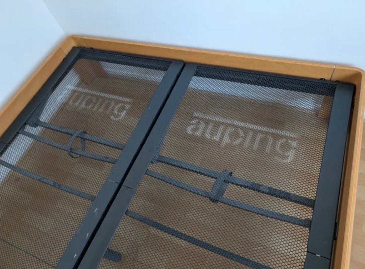 Auping Auronde bed beuken 160x200x34 cm incl. Vlak spiralen, Ophalen, Gebruikt, Beige, Tweepersoons