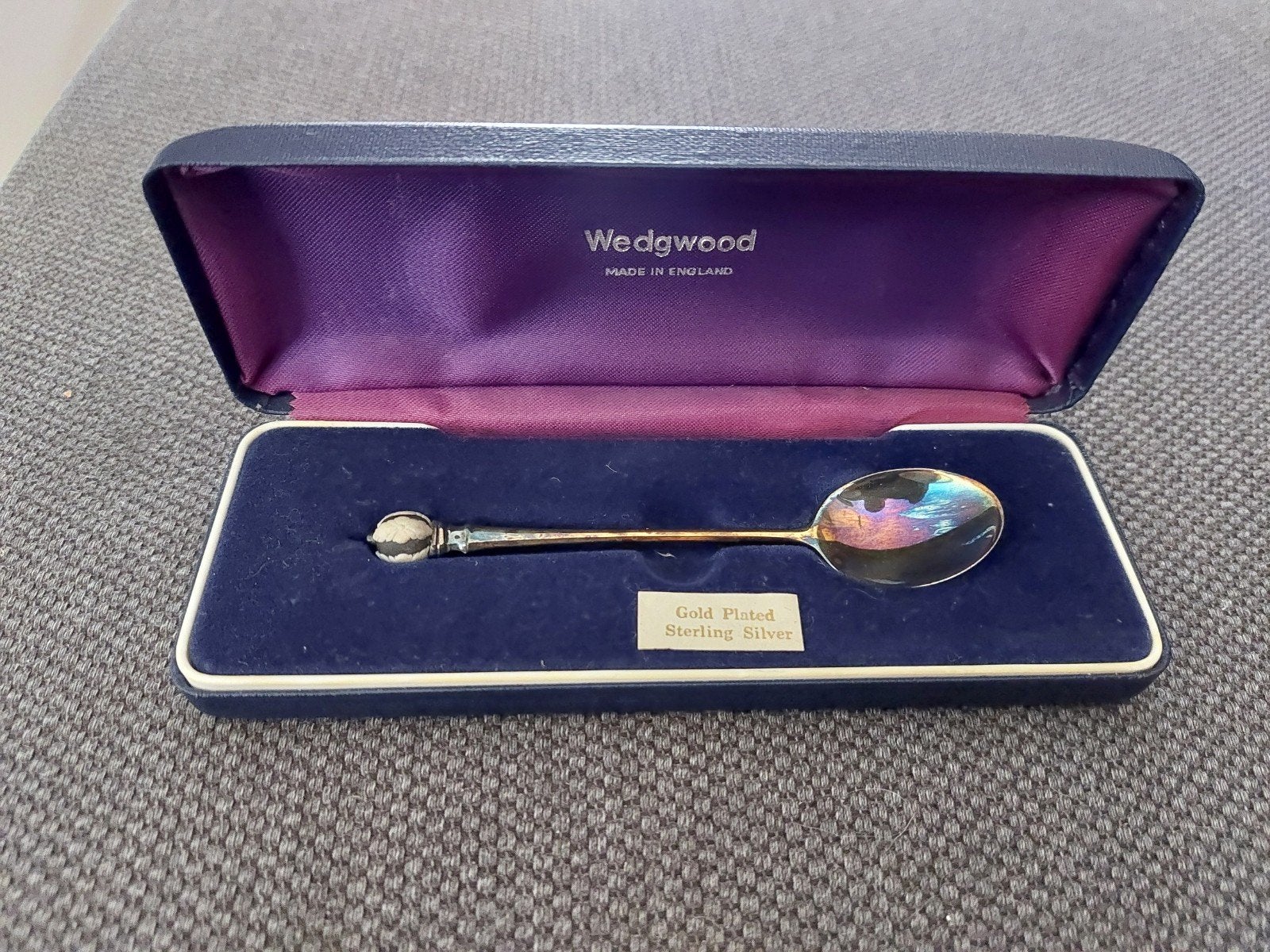 zeldzame vergulde zilveren wedgwood theelepel sterling 925, Ophalen of Verzenden, Zilver
