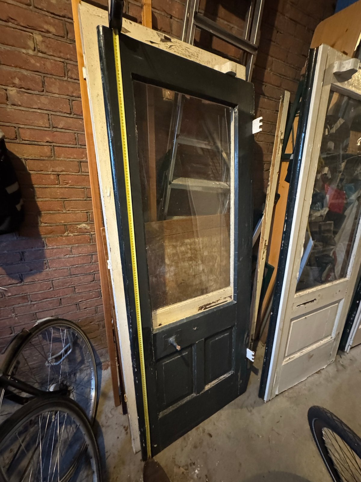 2x Dubbele Deuren Jaren '30 met Glas en Espagnolet, Ophalen, Gebruikt, Minder dan 80 cm, Binnendeur