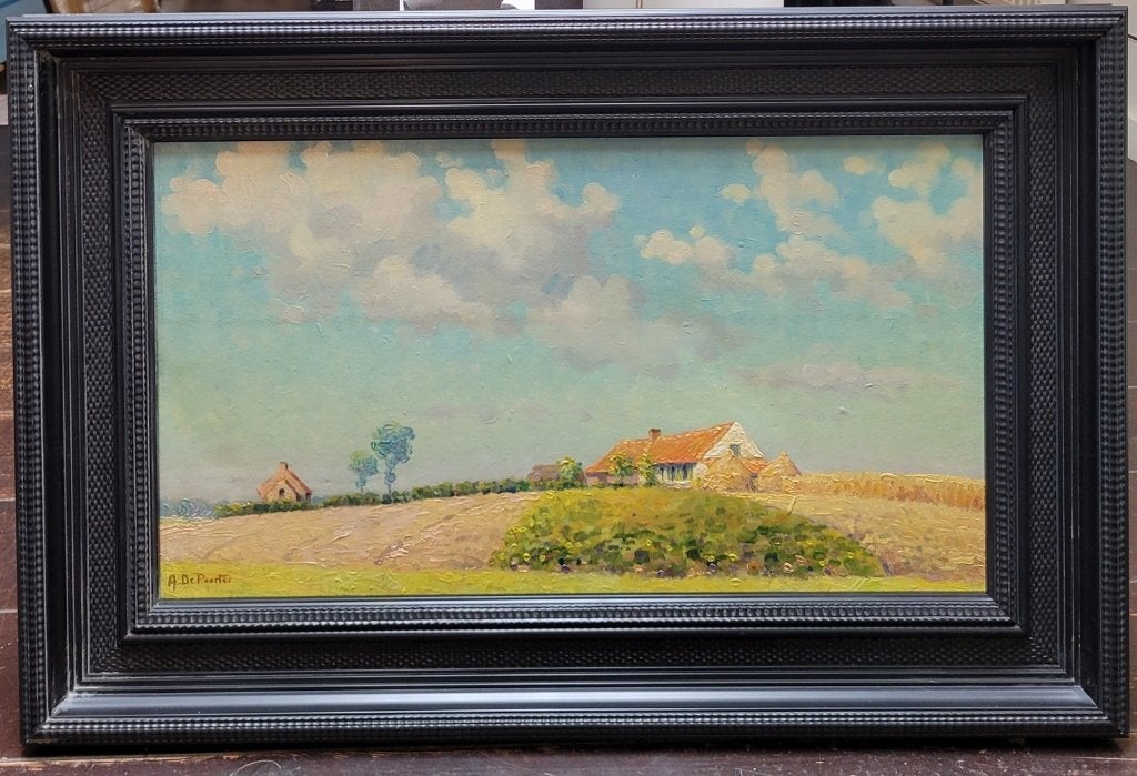 Adhemar DEPOORTER, Zomerlandschap, Ophalen of Verzenden, Origineel werk, Olieverf, Paneel