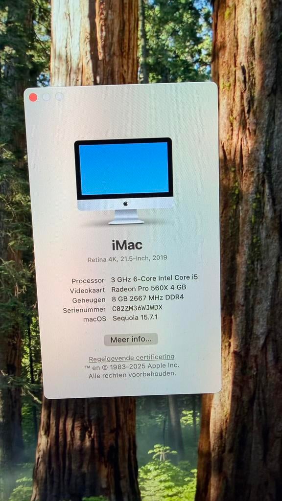 iMac 21,5-inch Retina 4K (2019) | 1TB Fusion ZGAN met doos, Computers en Software, Apple Desktops, Ophalen, 8 GB, IMac, Zo goed als nieuw