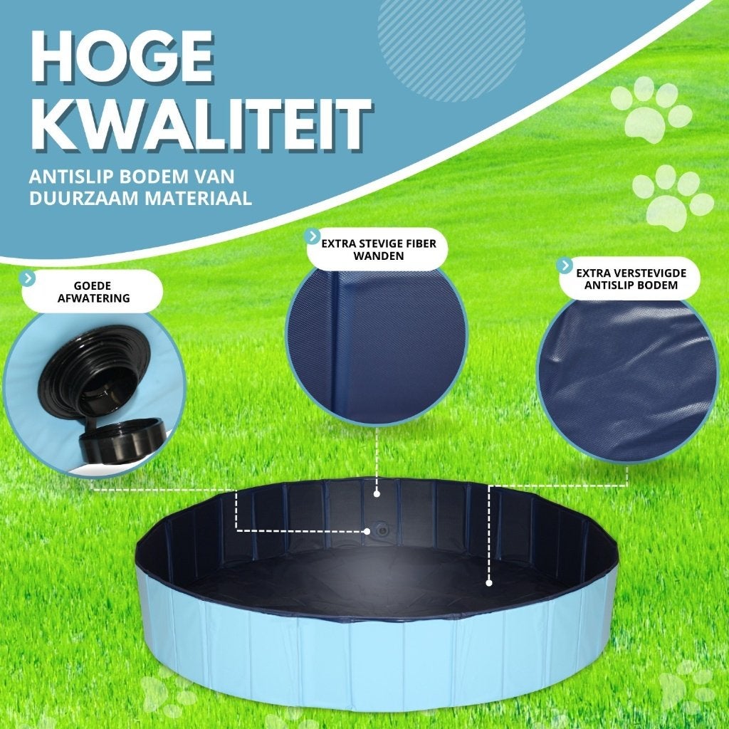 Hondenzwembad + borstel | Zwembad voor honden | Ø120x30cm, Dieren en Toebehoren, Honden-accessoires, Overige merken, Hondenspeelgoed