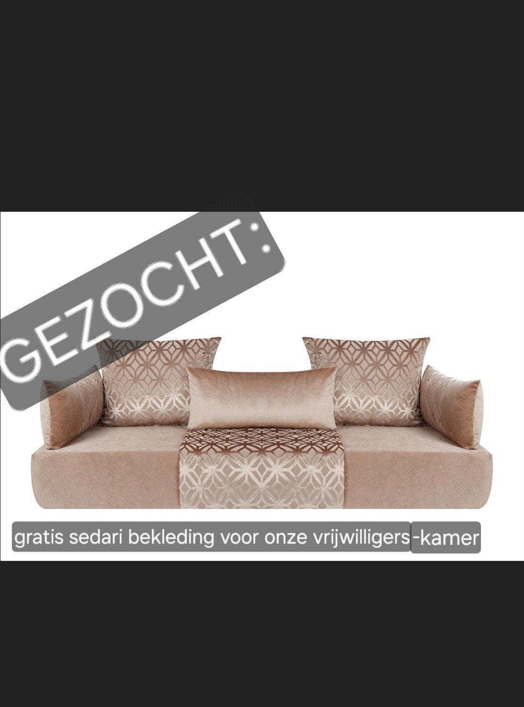 GEZOCHT: gratis sedari bekleding beige / bruin, Marokkaans, Oosters, Gebruikt, Overige maten, 300 cm of meer