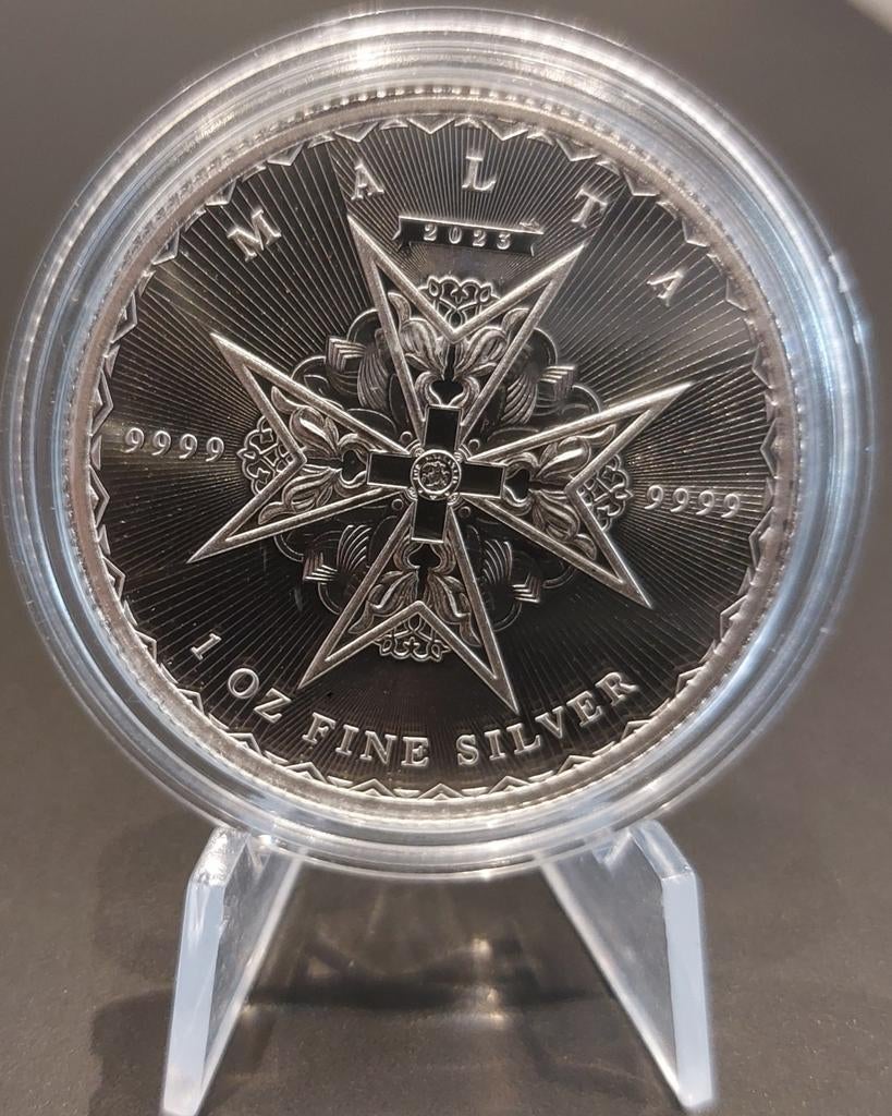 Zilveren munt 1 oz Malta 2023 - Maltezer Kruis, Verzenden, Zilver, 5 euro, Losse munt