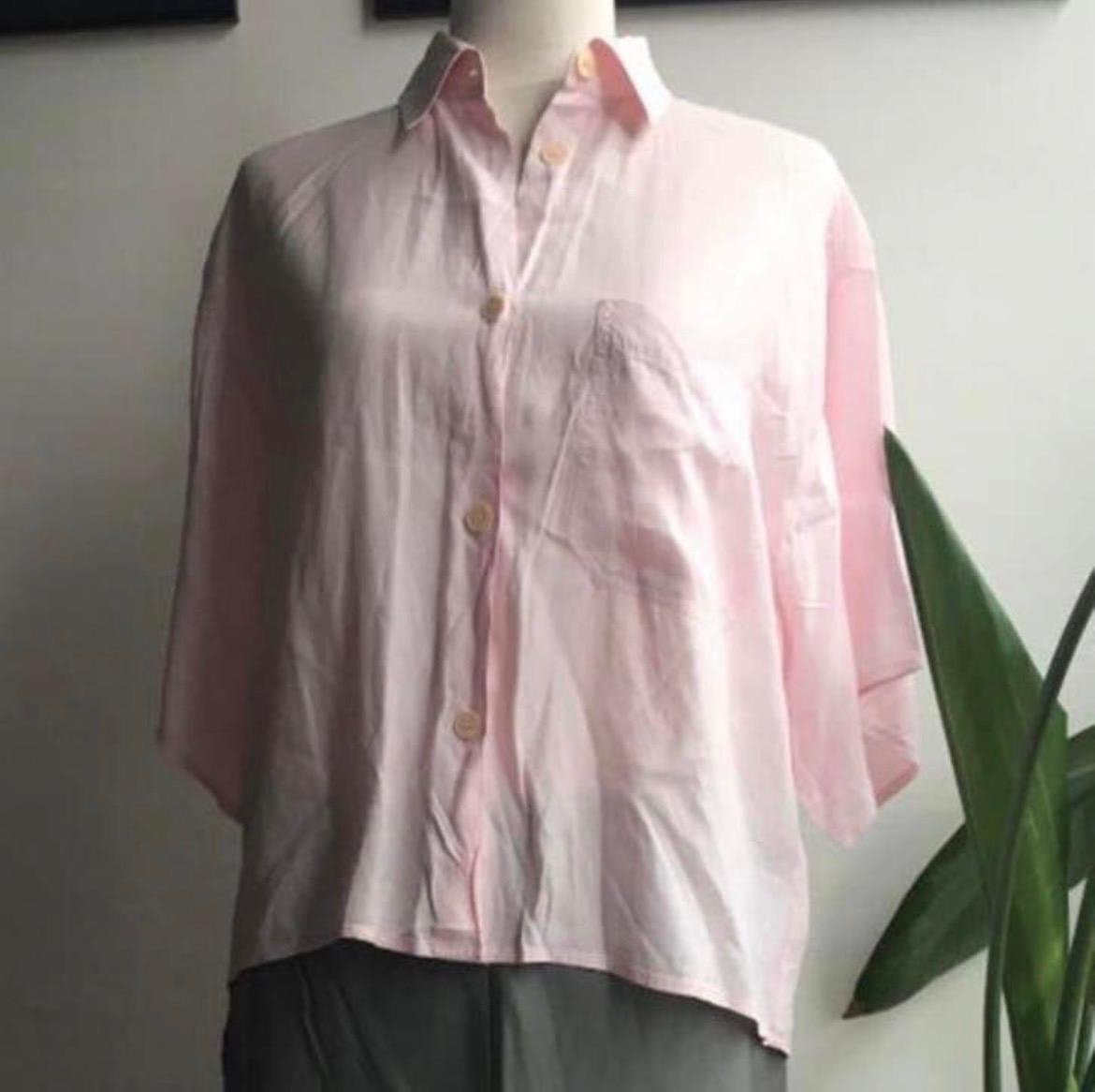 Prachtige vintage Mondi blouse puur viscose jaren '80, Kleding | Dames, Ophalen, Zo goed als nieuw, Maat 38/40 (M), Roze