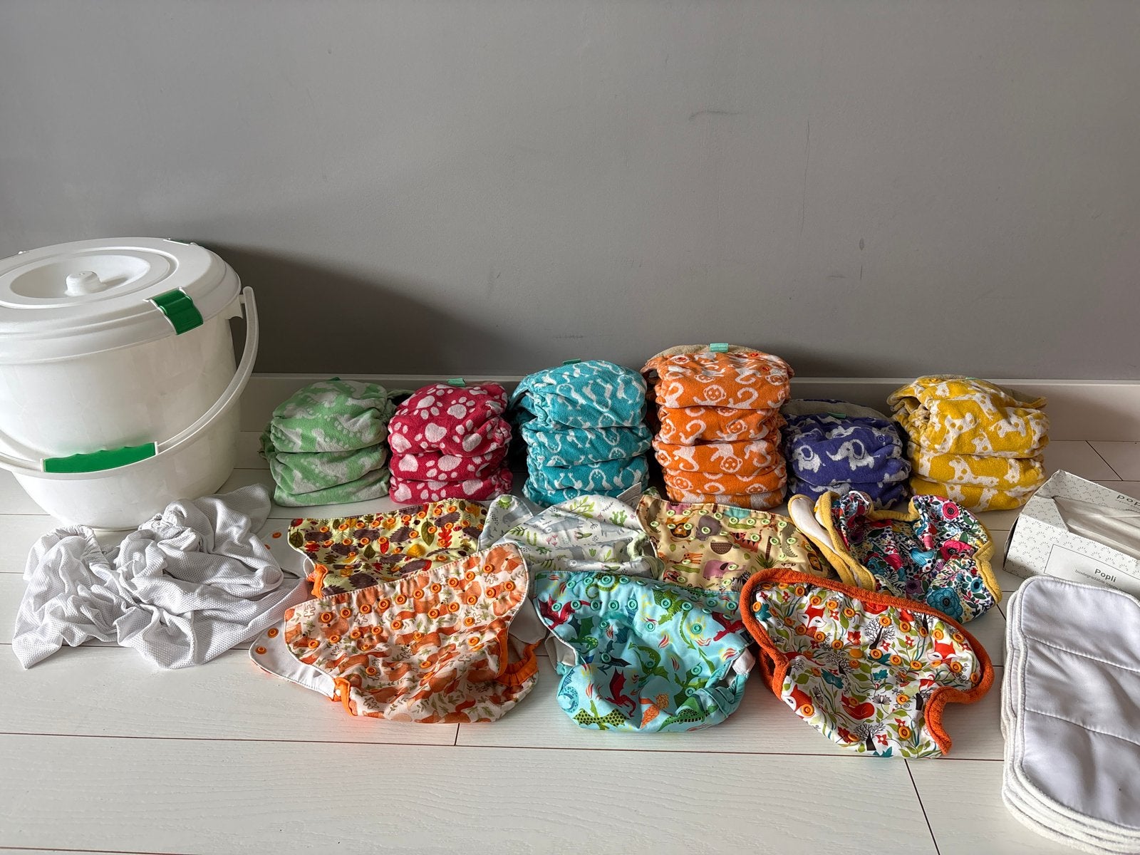 Complete set wasbare luiers maat 2: Totbots,Capri,Petit Lulu, Ophalen of Verzenden, Gebruikt