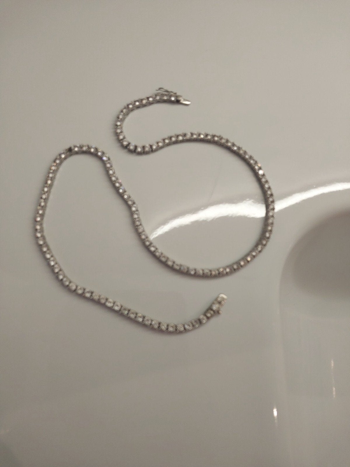 Ketting (tennis) 925 zilver, Sieraden, Tassen en Uiterlijk, Kettingen, Ophalen of Verzenden, Zo goed als nieuw, Zilver, Zilver